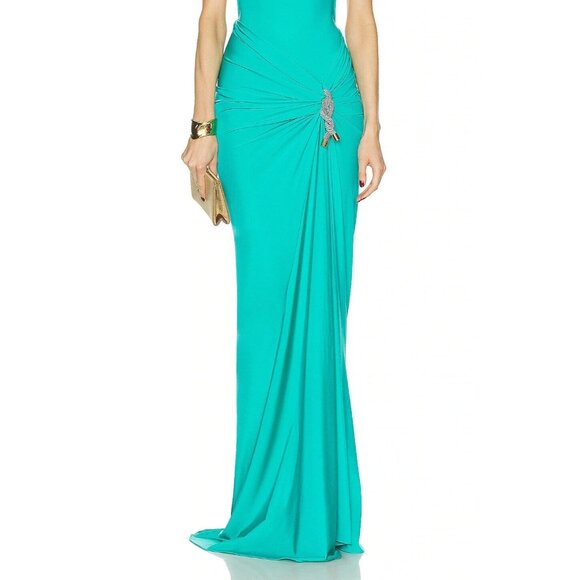 SILVIA TCHERASSI Claudia Skirt Aqua Blue Maxi Jersey - Picture 1 of 5